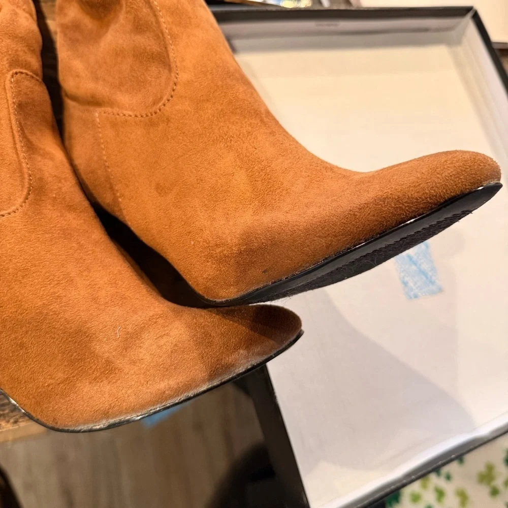 Francescas Over The Knee Brown Suede Heeled Boots